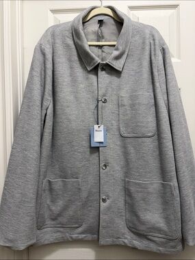 Joseph Abboud Light Gray Button Front Shirt Jacket